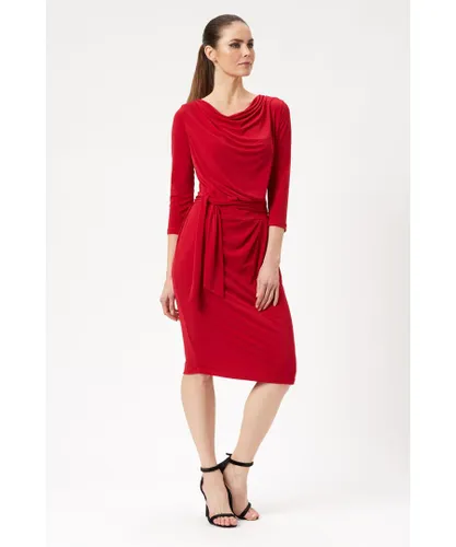 James Lakeland Womens Ruched Belt Dress Red