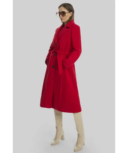 James Lakeland Womens Three Buttons Belted Coat Red