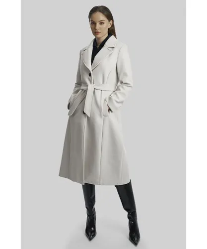 James Lakeland Womens Three Buttons Belted Coat White