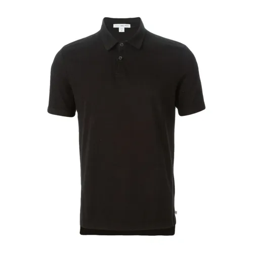 James Perse , Classic Black Cotton Polo Shirt ,Black male, Sizes: