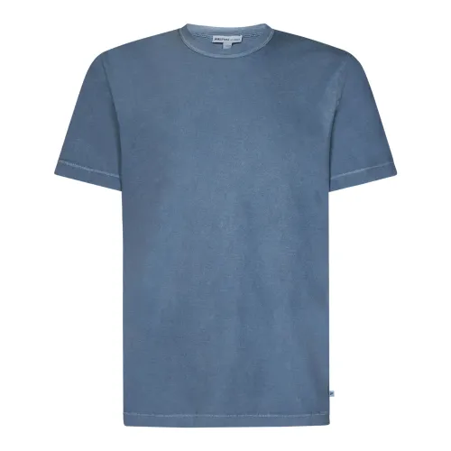 James Perse , Clear Blue Ribbed Crew Neck T-shirts and Polos ,Blue male, Sizes: