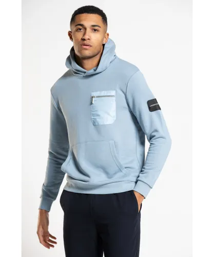 Jameson Carter Mens Blue 'Ansdell' Cotton Blend Hoodie with Nylon Pocket Detail