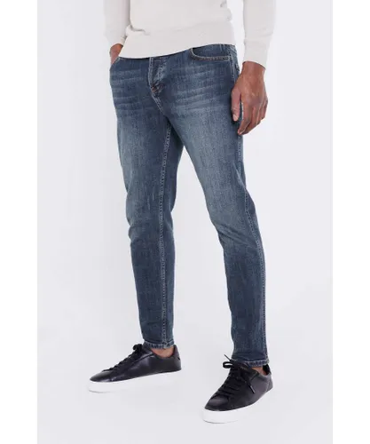 Jameson Carter Mens Blue 'Monford' Cotton Stretch Straight Leg Denim Wash Jeans