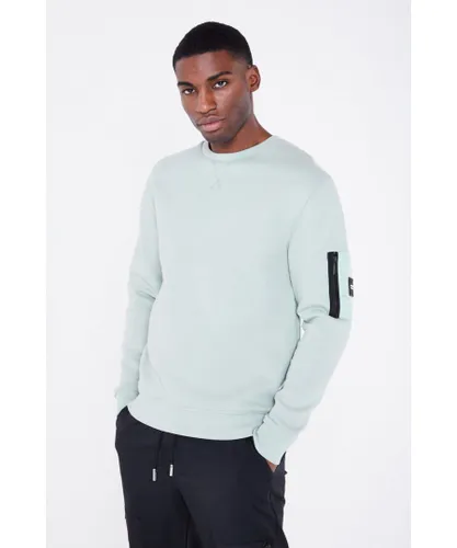 Jameson Carter Mens Green ‘Stealth’ Cotton Blend Relaxed Fit Cargo Style Crew Neck Jumper