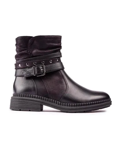 Jana Womens Twin Strap Boots - Black