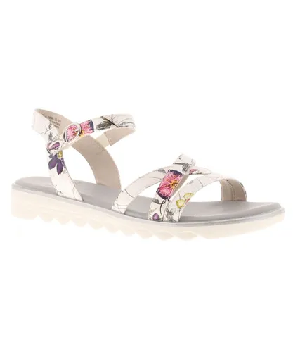 Jana Womens Wedge Sandals Jewel Buckle white floral Textile