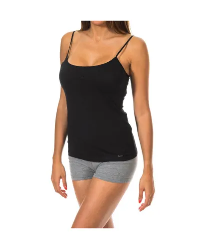 Janira Womens DAY COTTON thin strap T-shirt with round neckline 1045044 woman - Black