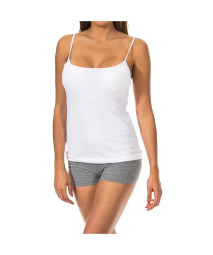 Janira Womens DAY COTTON thin strap T-shirt with round neckline 1045044 woman - White