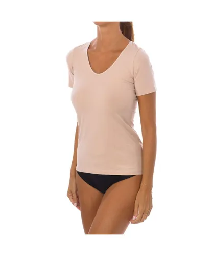 Janira Womens FRESH Short Sleeve T-shirt V-neck lightweight fabric 1045207 woman - Beige