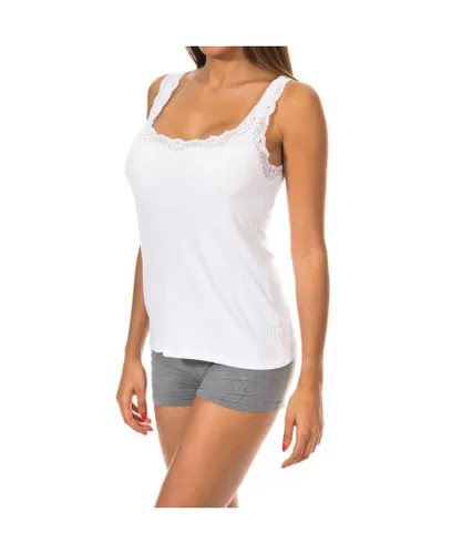 Janira Womenss Round Neckline Lace Wide Strap T-shirt 1072675 - White