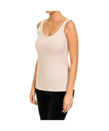 Janira Womenss Wide Strap Round Neckline Lightweight Fabric T-shirt 1045201 - Beige