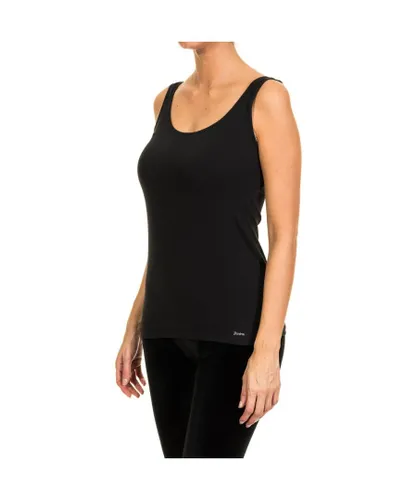 Janira Womenss Wide Strap Round Neckline Lightweight Fabric T-shirt 1045201 - Black