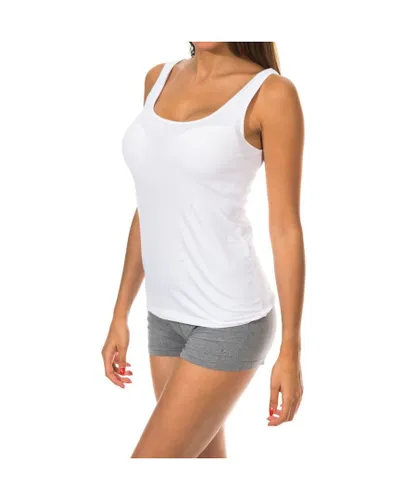 Janira Womenss Wide Strap Round Neckline Lightweight Fabric T-shirt 1045201 - White