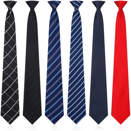 Janmercy 6 Pcs Clip on Tie for Men Clip on Easy Necktie
