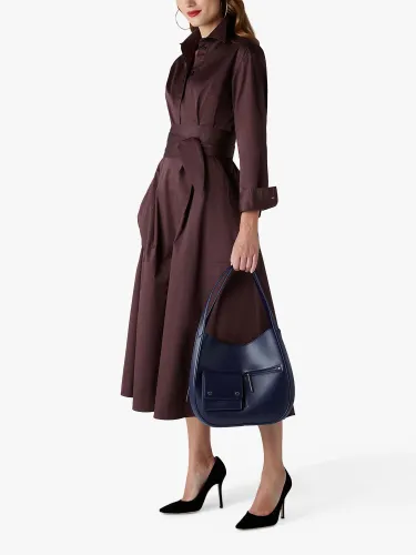Jasper Conran London Blythe Full Skirt Midi Shirt Dress - Dark Brown - Female