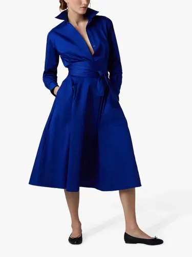 Jasper Conran London Blythe Full Skirt Midi Shirt Dress, Royal Blue - Royal Blue - Female