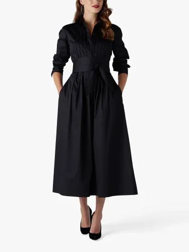 Jasper Conran London Emily Pintuck Full Skirt Midi Shirt Dress - Black - Female