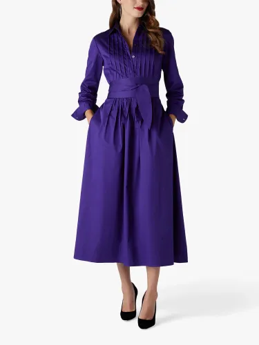 Jasper Conran London Emily Pintuck Full Skirt Midi Shirt Dress - Mid Purple - Female