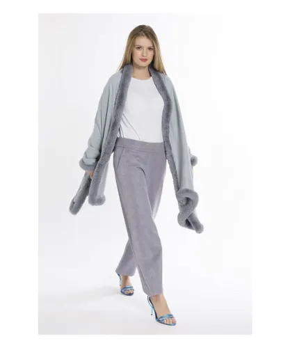 Jayley Cashmere Blend Faux Fur Wrap - Grey - One