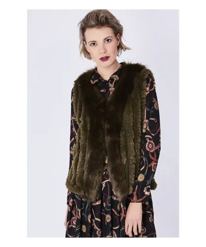 Jayley Womens Cashmere Blend and Faux Fur Gilet - Dark Green - One