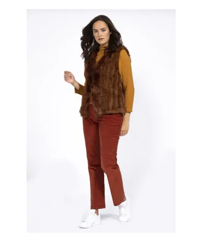 Jayley Womens Cashmere Blend Faux Fur Gilet - Chocolate - One