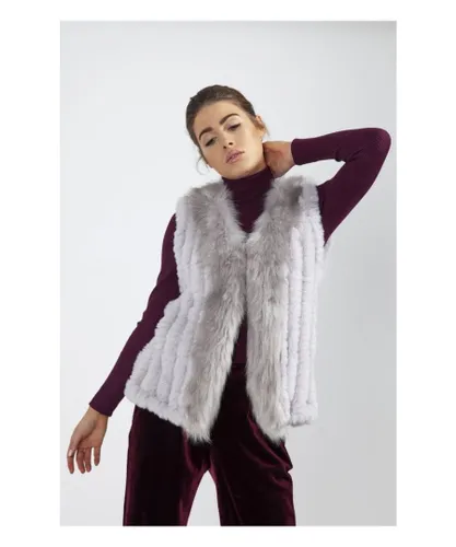 Jayley Womens Cashmere Blend Faux Fur Gilet - Silver - One