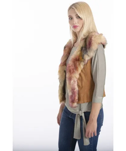 Jayley Womens Luxury Faux Fur Suede Gilet - Multicolour - One