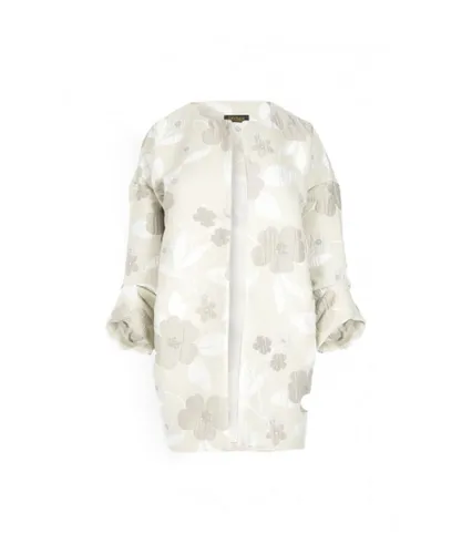 Jayley Womens Silk Blended Print Jacket - Cream - One