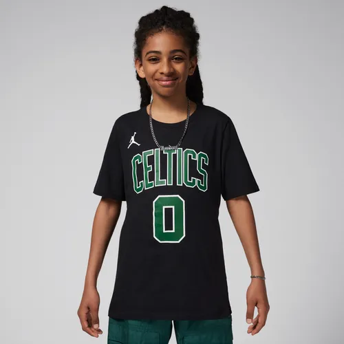 Jayson Tatum Boston Celtics Statement Edition Older Kids' Jordan NBA T-Shirt - Black - Cotton