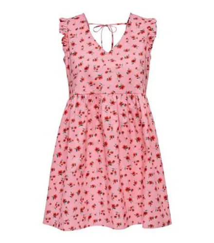 JDY Pink Flower Pattern Mini Dress New Look