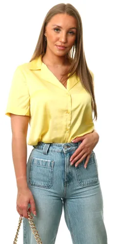 Jdy Yellow / Yellow Cream Fifi Short Sleeve Sateen Shirt