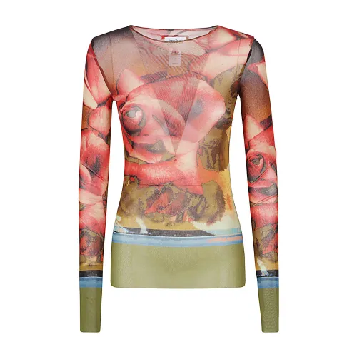 Jean Paul Gaultier , Floral Print Long Sleeve T-shirt ,Multicolor female, Sizes: