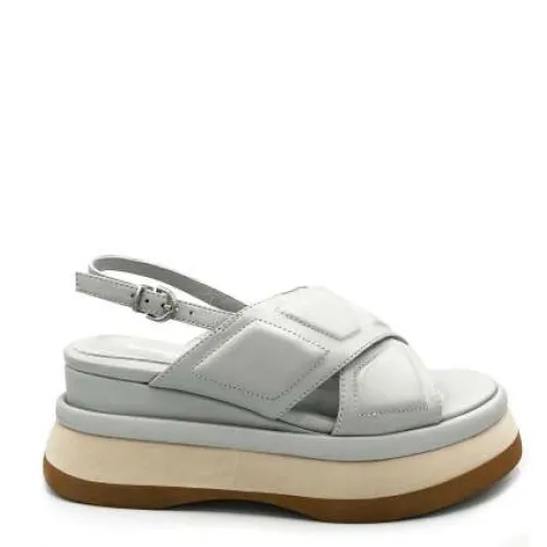 Jeannot , Grey Leather Wedge Sandals Lightweight Rubber Sole ,Gray female, Sizes: