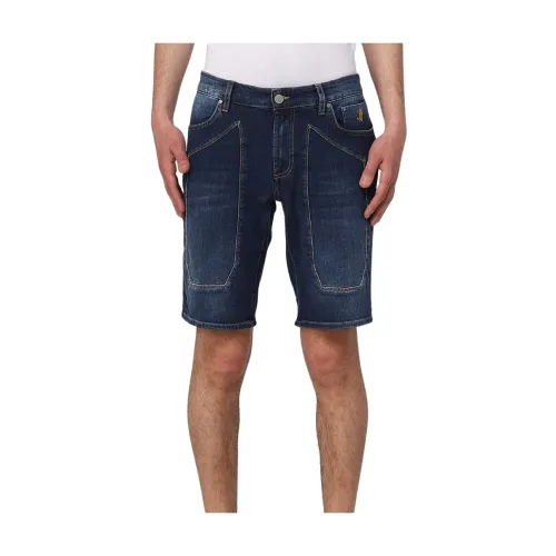 Jeckerson , Men`s Slim Fit Bermuda Shorts ,Blue male, Sizes:
