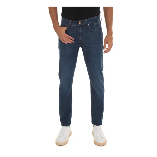 Jeckerson , Slim Fit Stone Washed Denim Jeans ,Blue male, Sizes: