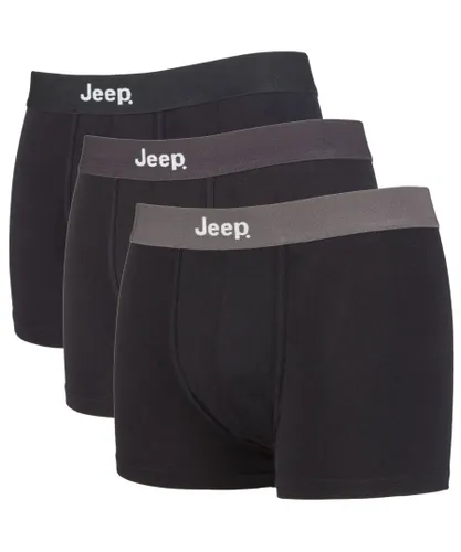 Jeep - 3 Pairs Mens Cotton Rich Blend Everyday Fitted Brief Trunks - Black