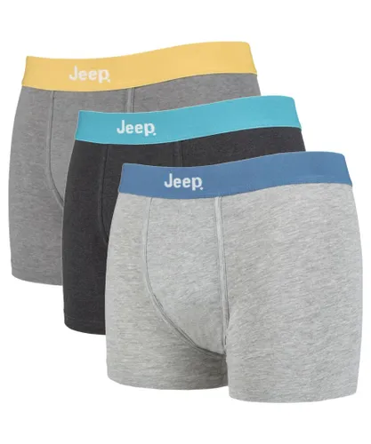 Jeep - 3 Pairs Mens Cotton Rich Blend Everyday Fitted Brief Trunks - Charcoal