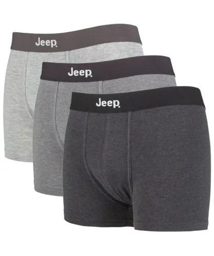 Jeep - 3 Pairs Mens Cotton Rich Blend Everyday Fitted Brief Trunks - Charcoal