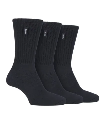 Jeep - 3 Pairs Mens Vintage Cotton Cushioned Socks for Hiking Boots - Black