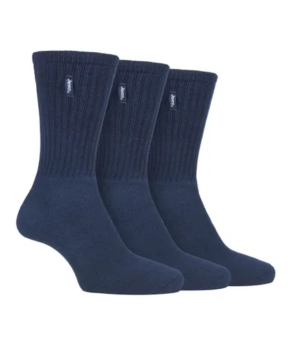 Jeep - 3 Pairs Mens Vintage Cotton Cushioned Socks for Hiking Boots - Navy