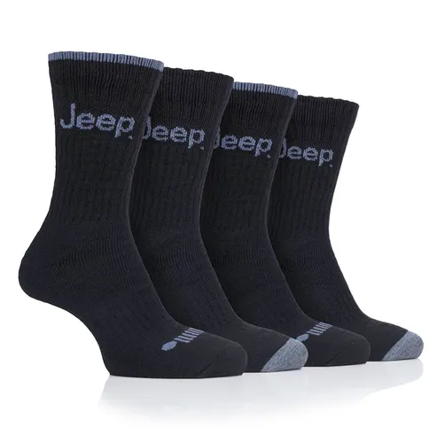 Jeep Mens 4 Pack Performance Boot Socks (Black)