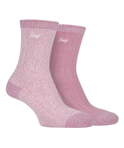Jeep Womens - 2 Pack Ladies Supersoft Hiking Boot Socks - Pink