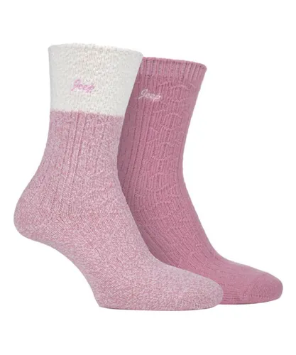 Jeep Womens - 2 Pack Ladies Supersoft Hiking Boot Socks - Rose