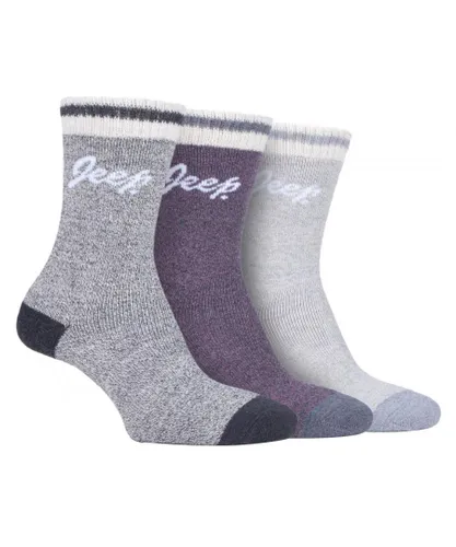 Jeep Womens - 3 Pairs Ladies Performance Thick Hiking Boot Socks - Grey Cotton