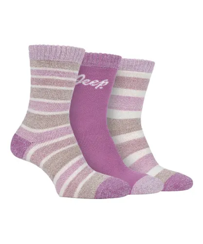 Jeep Womens - 3 Pairs Ladies Performance Thick Hiking Boot Socks - Pink Cotton