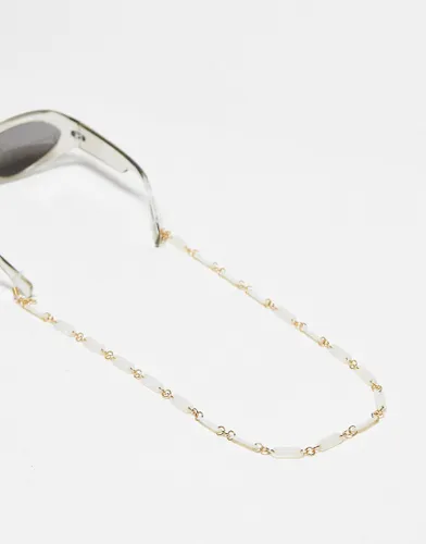 Jeepers Peepers marble sunglasses chain in gold/white