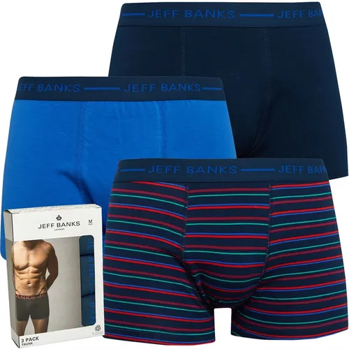 Jeff Banks Mens Three Pack Trunks Blue/Stripe/Navy