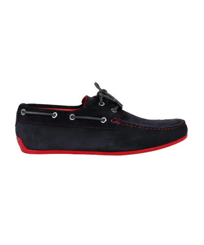 Jeffery West Mens The 'Club Tropicana' Rubber Soul Boat shoe - Black Leather