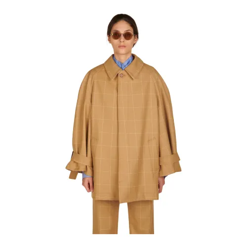 Jejia , Checked Camel Print Wool Jacket ,Beige female, Sizes: