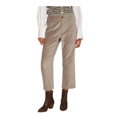 Jejia , Grey Corduroy Trousers ,Gray female, Sizes: